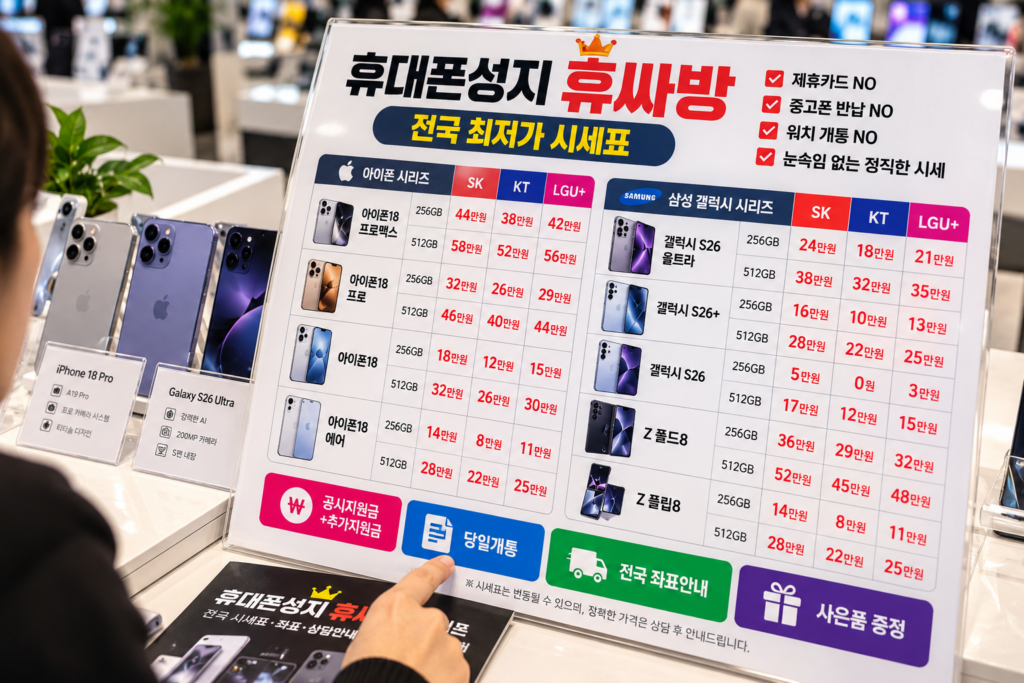 핸드폰성지가격표